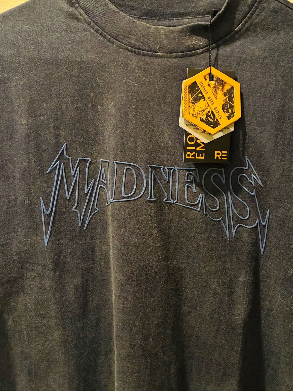 Madness Graphic Crewneck T-Shirt - Black with Blue Logo